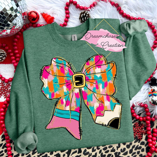 Teacher Pencil Christmas Bow Sweatshirt