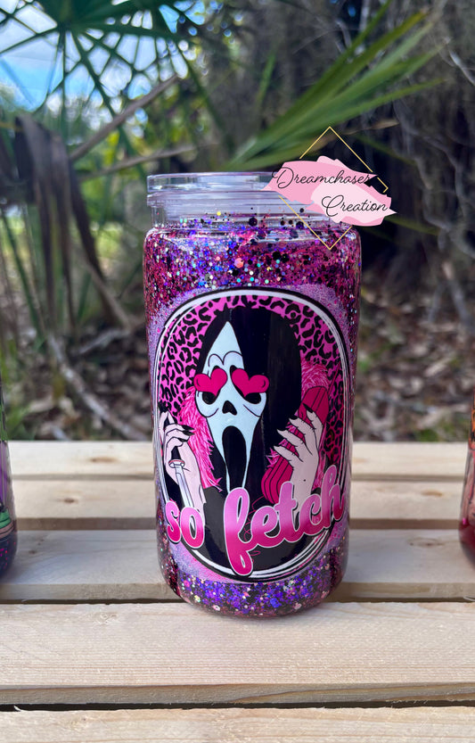 So Fetch Scary Glitter Snow Globe Tumbler