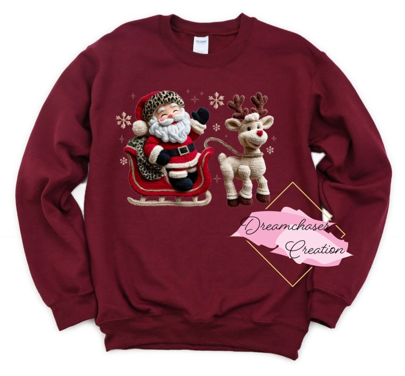 Santa and Reindeer Yarn Sweatshirt