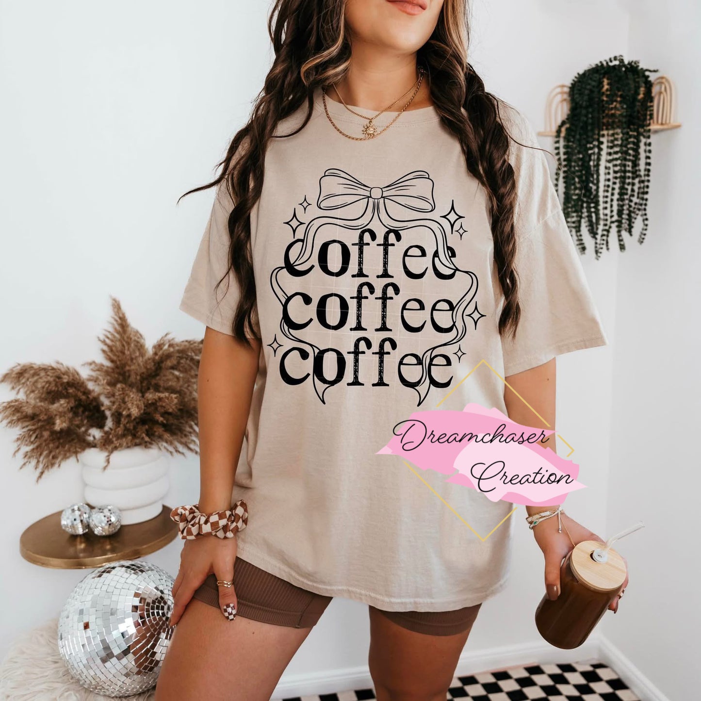 Stacked Coffee and Bow Shirt