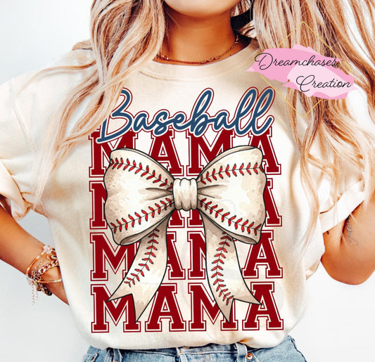 Baseball Mama Stacked Bow Shirt
