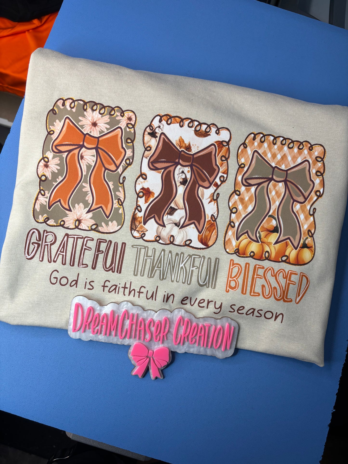 Grateful Thankful Blessed Bow Shirt