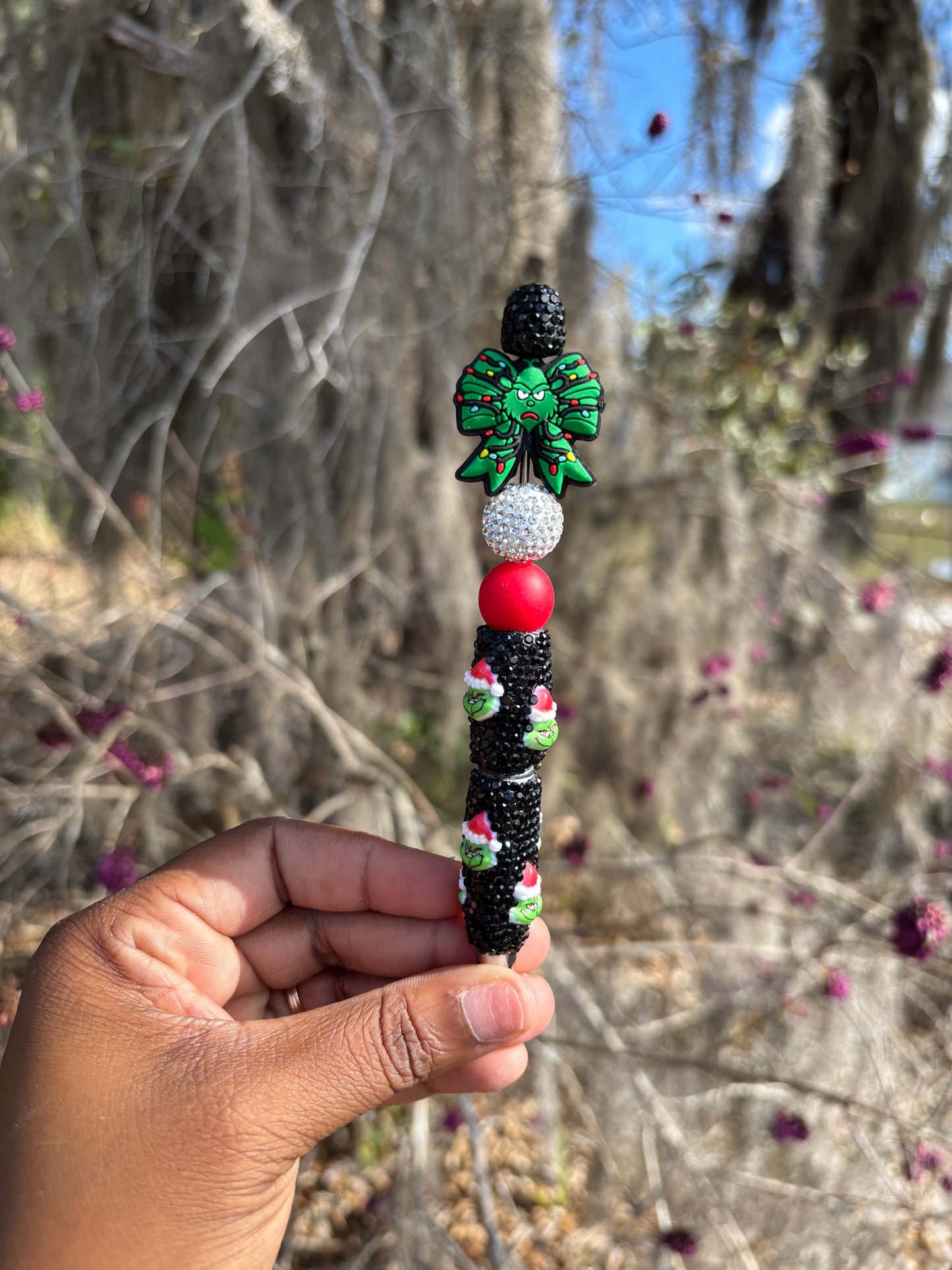 Green Man Rhinestone Beaded Pen