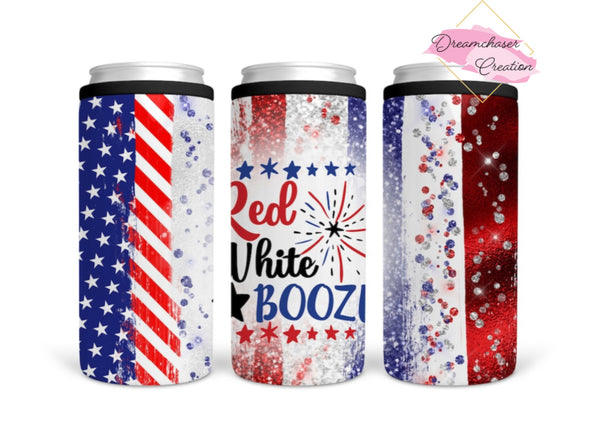 Red White Boozy Can Cooler