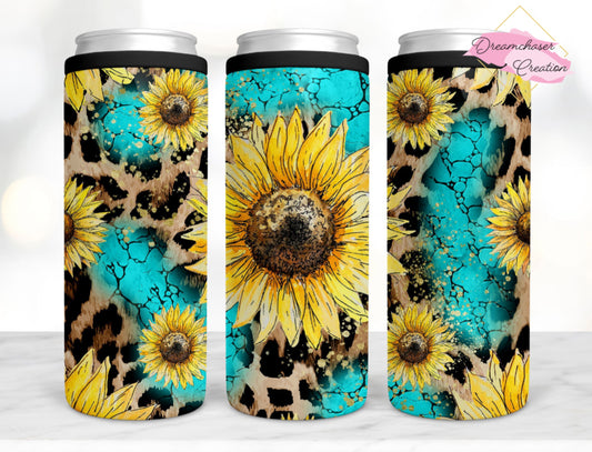 Leopard Sunflower Can Cooler