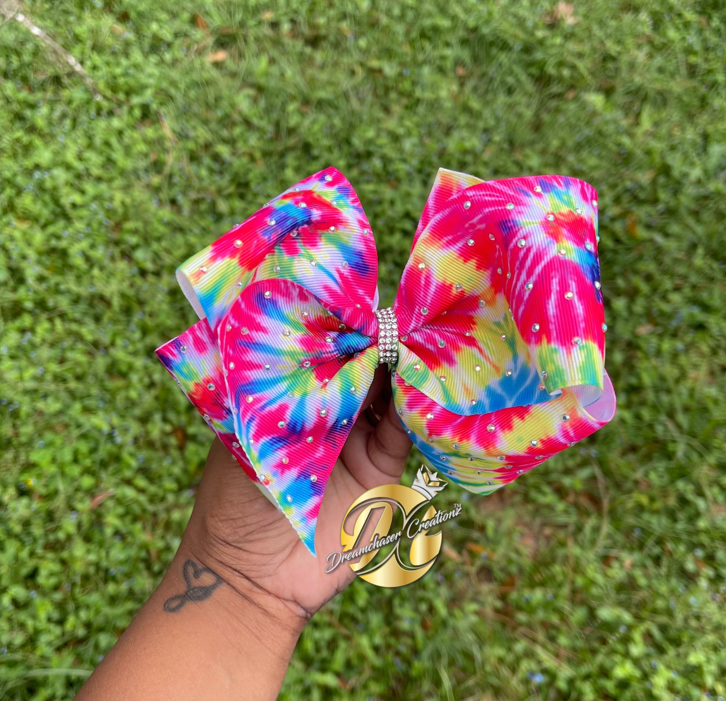 Tie Dye Bright Rhinestone Hairbow