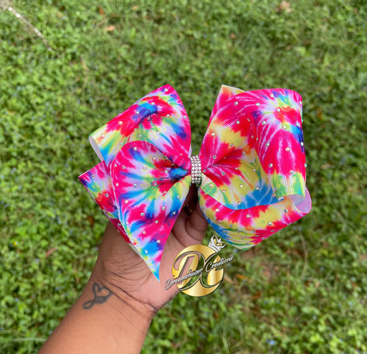 Tie Dye Bright Rhinestone Hairbow