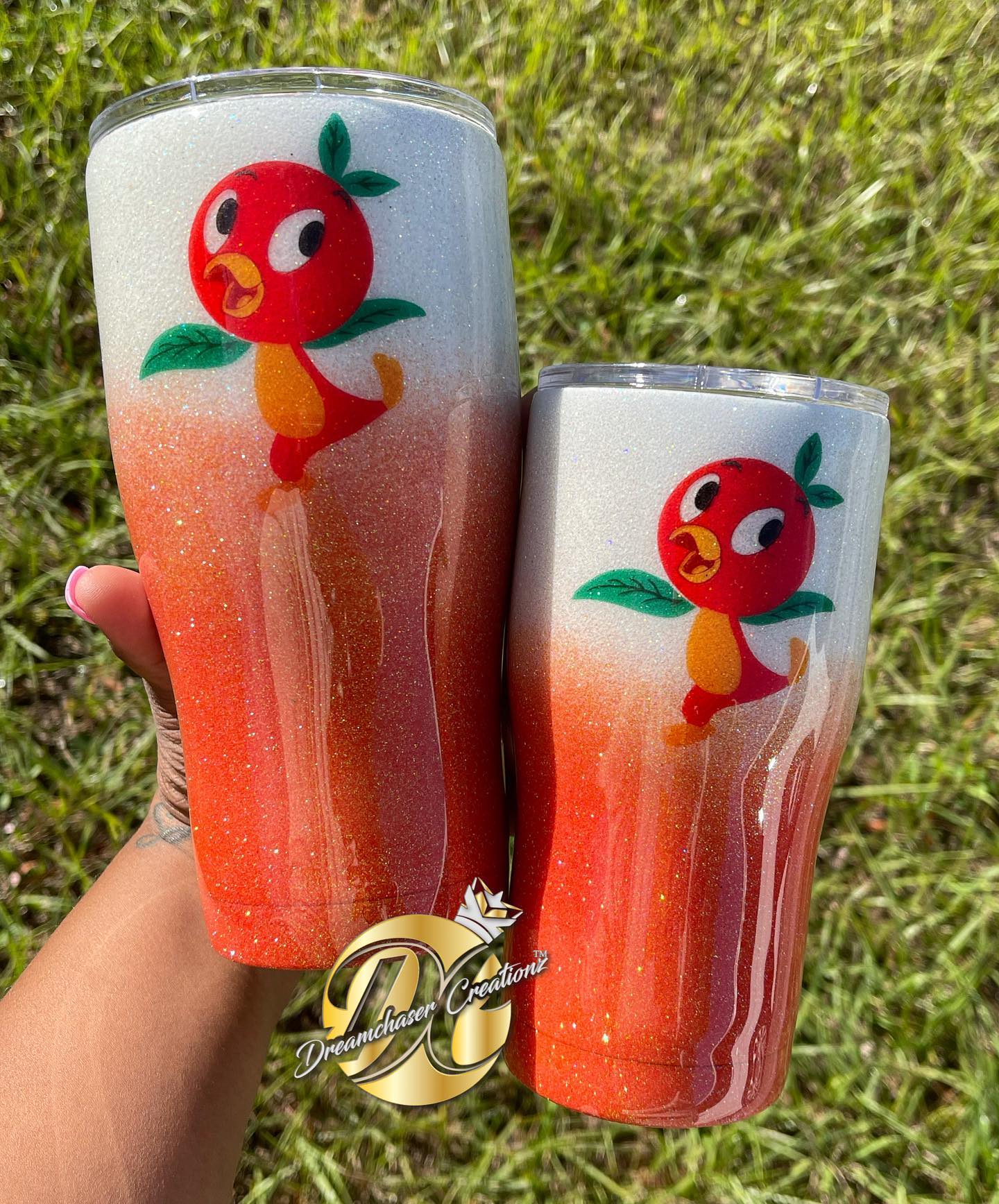 Orange Bird Glitter Tumbler