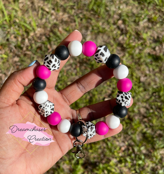 Pink Cow Wristlet