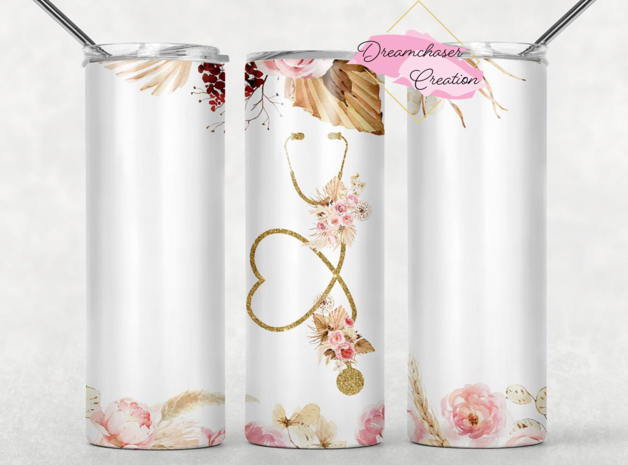 Stethoscope Floral Tumbler
