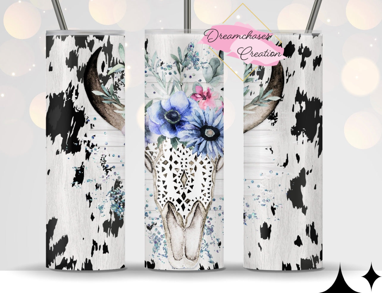 Floral Cow 20oz Tumbler