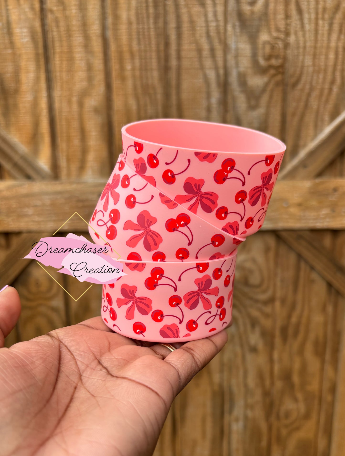 Pink Cherries and Bows Tumbler Boot