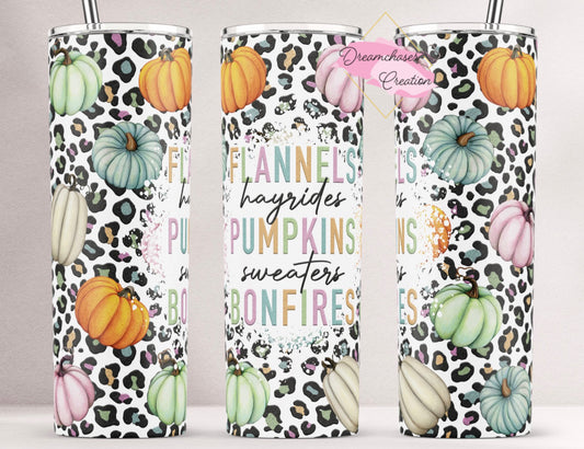 Flannels Pumpkins Bonfire Pastel Tumbler