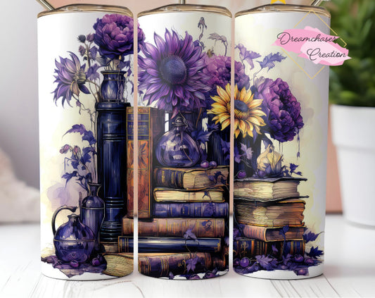 Books Floral Tumbler