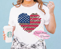 Leopard America Heart Shirt