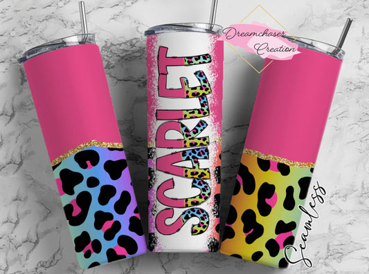 Colorful Doodle Leopard Tumbler