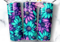 Purple and Teal Flowers Tumbler