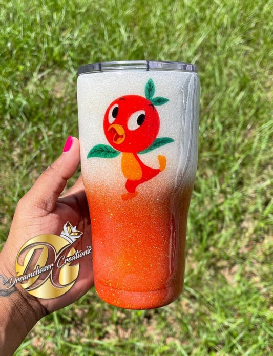 Orange Bird Glitter Tumbler