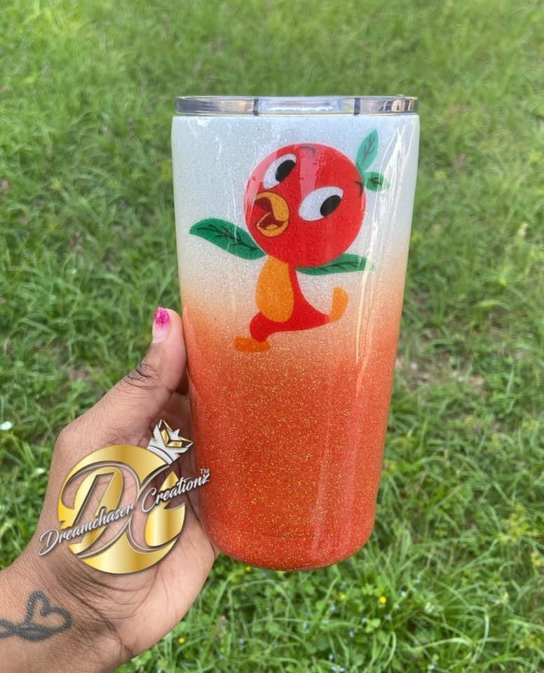 Orange Bird Glitter Tumbler