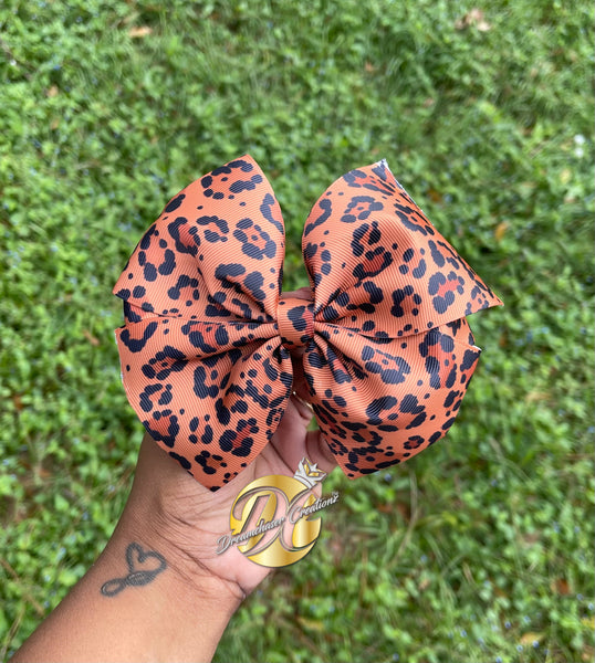 Cheetah Print Pinwheel Bow