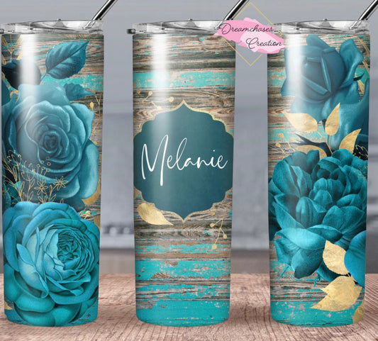 Blue Floral Tumbler