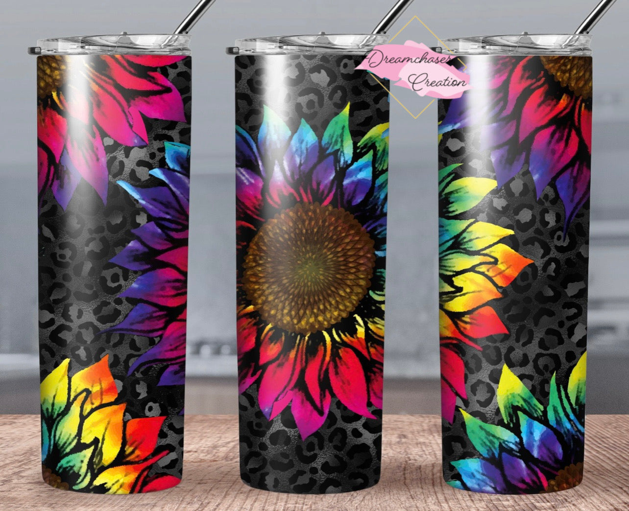 Neon Leopard Sunflower Tumbler