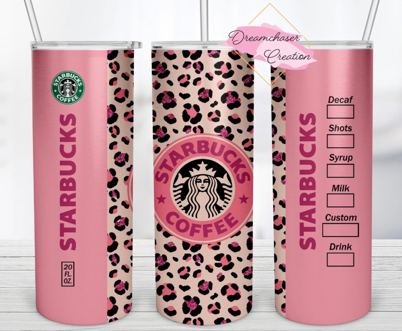 Starbies Pink Cheetah Tumbler