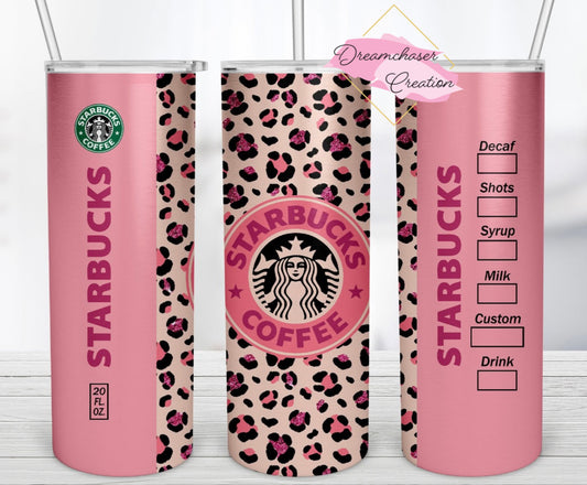 Starbies Pink Cheetah Tumbler