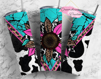 Sunflower with Cow print Tumbler