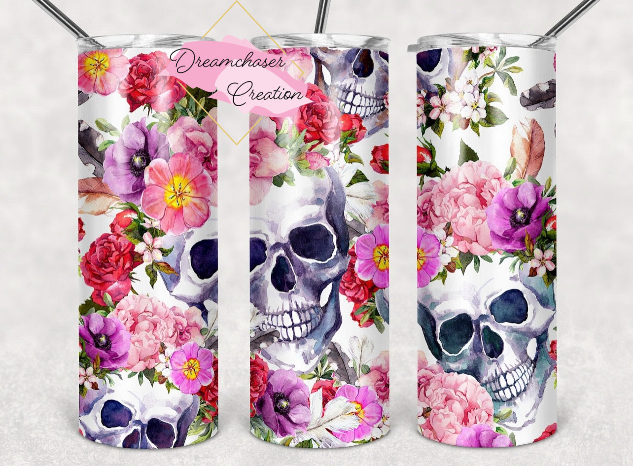 Floral Skull 20oz Tumbler