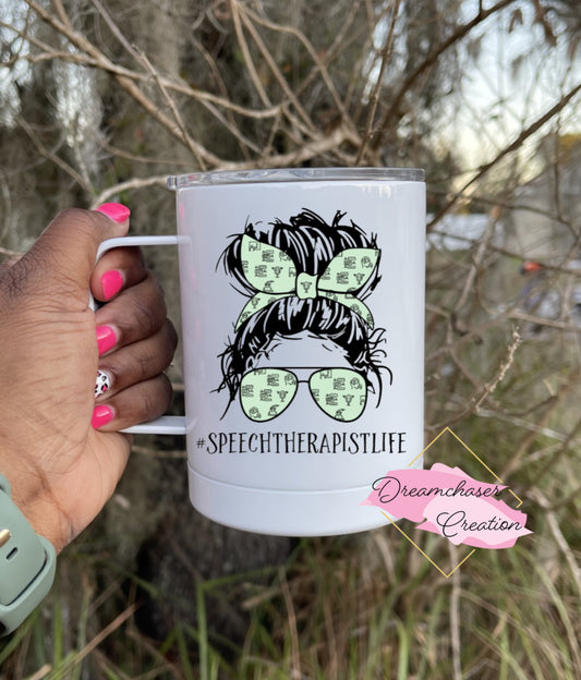 Speech Therapist Bun Travel Mug