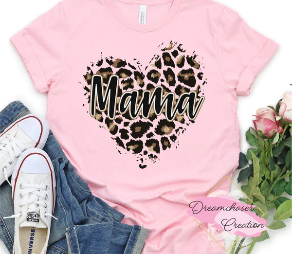 Mama Leopard Heart Shirt