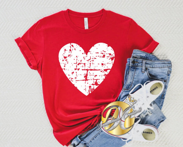 Distressed Heart-Red Short Sleeve