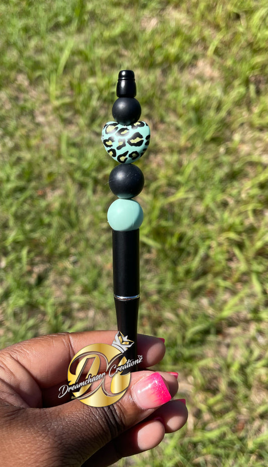 Leopard Heart Beaded Pen