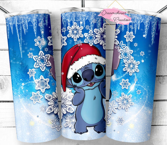 Blue Alien Christmas Tumbler