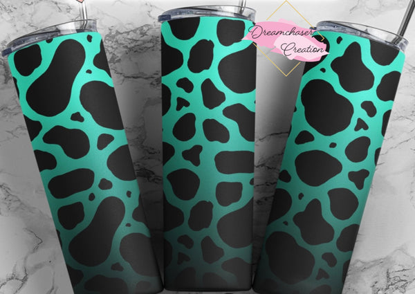 Teal and Black Cow 20oz Tumbler