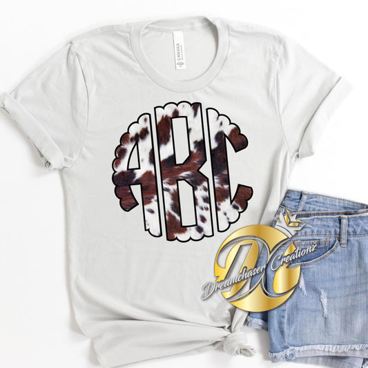 Cow Print Monogram Shirt- Silver