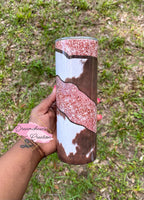 Brown and Rose Gold Cow Tumbler