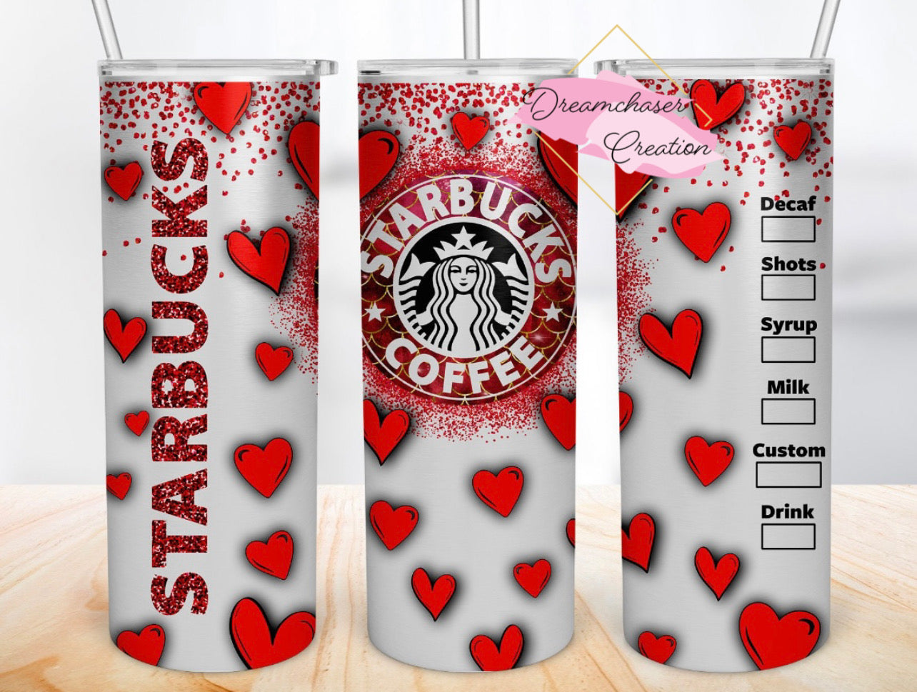 Starbies Valentine Hearts Tumbler