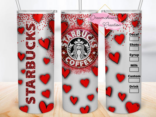 Starbies Valentine Hearts Tumbler