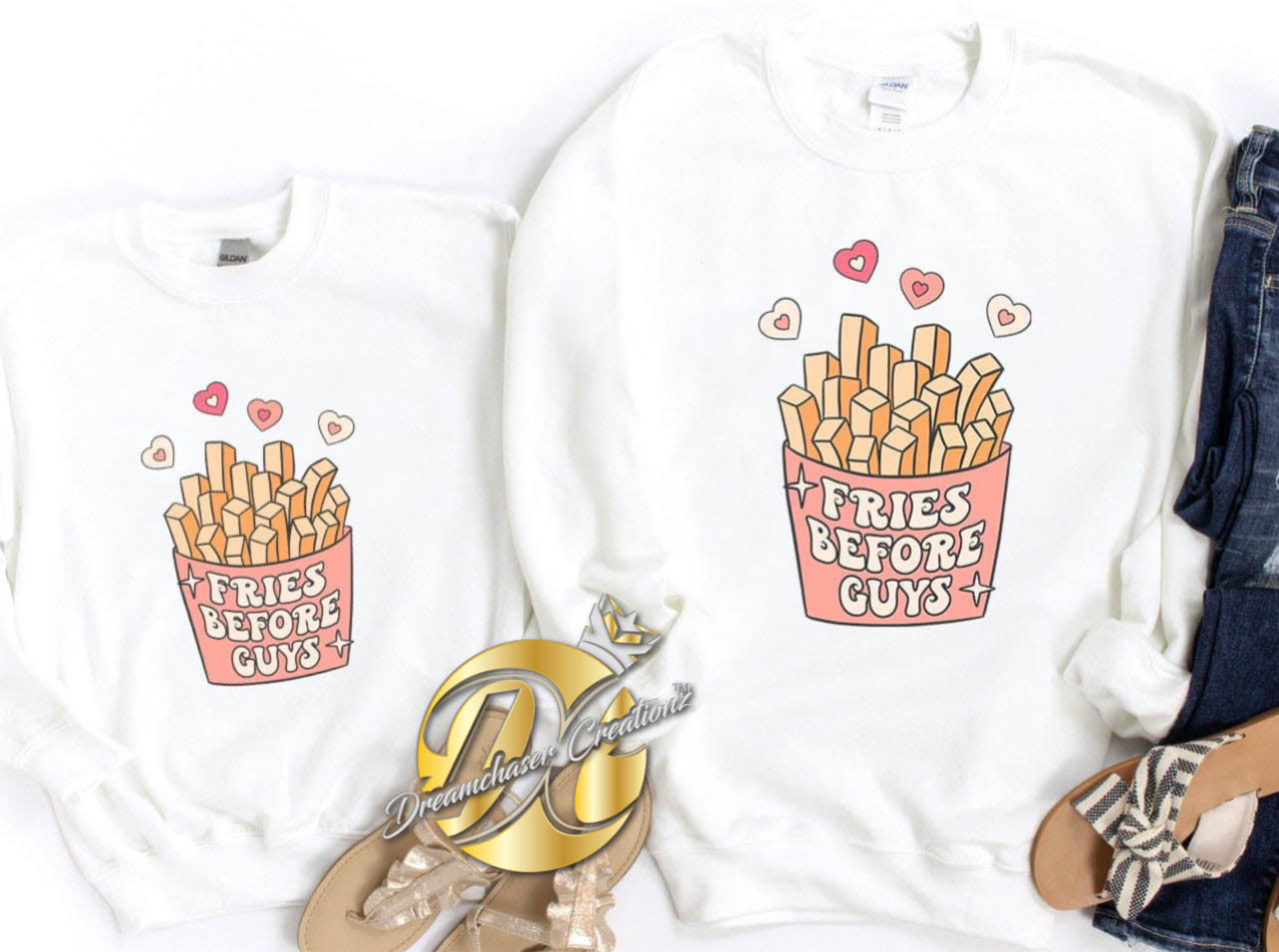 Fries Before Guys Sweatshirt- White