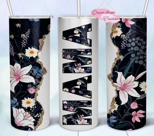 Mama Navy Floral Tumbler