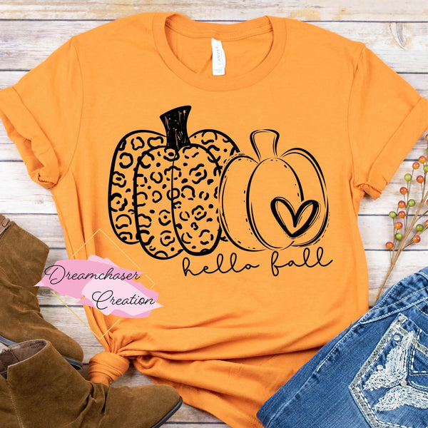 Hello Fall Leopard Pumpkin Shirt